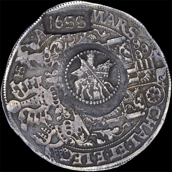 Ефимок с признаком 1655 года, на талере 1579 года. Серебро 29,05 г. Саксония. Портретный талер Августа. Спасский 1066-1067.