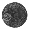 Иоахимстальный талер Фердинанда I (1527-1580), надчеканенный круглым клеймом с двуглавым орлом.