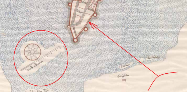 Карта устья Невы с Нотебургом из Государственного Архива Швеции. (фрагмент)