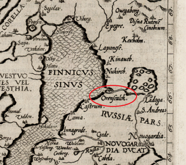 Карта Жерара де Йоде (De Jode, атлас 1593 года Speculum Orbis Terrae). Фрагмент.