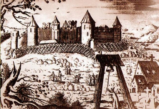 Крепость Ям. Гравюра из книги А.Олеария. 1634.