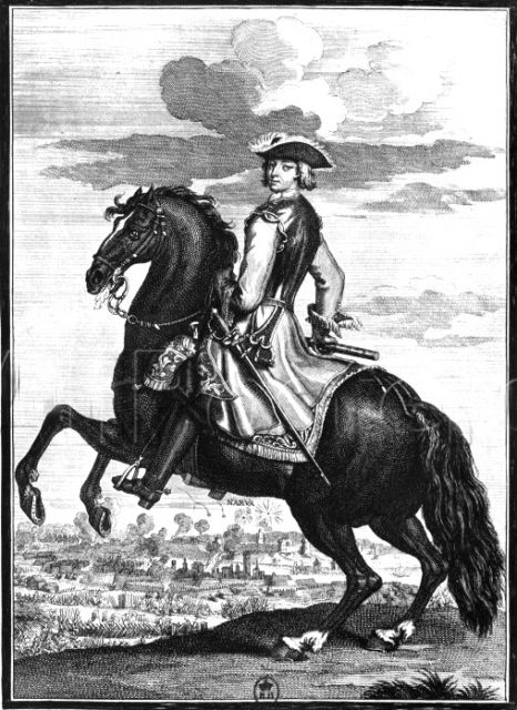 Карл XII у Нарвы. Гравюра Бернарда ПИКАРТА, 1700.