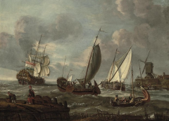 Abraham Storck. Tsar Peter the Great and his companions cruising off the Dutch coast in his boier (Царь Пётр Великий и его сподвижники удаляются от голландского берега на своём буере).