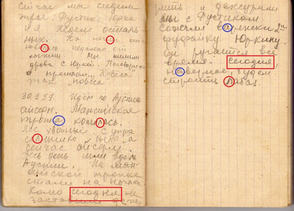 Увеличенный скан оригинала последней страницы Дневника Зины Колмогоровой с анализом почерка