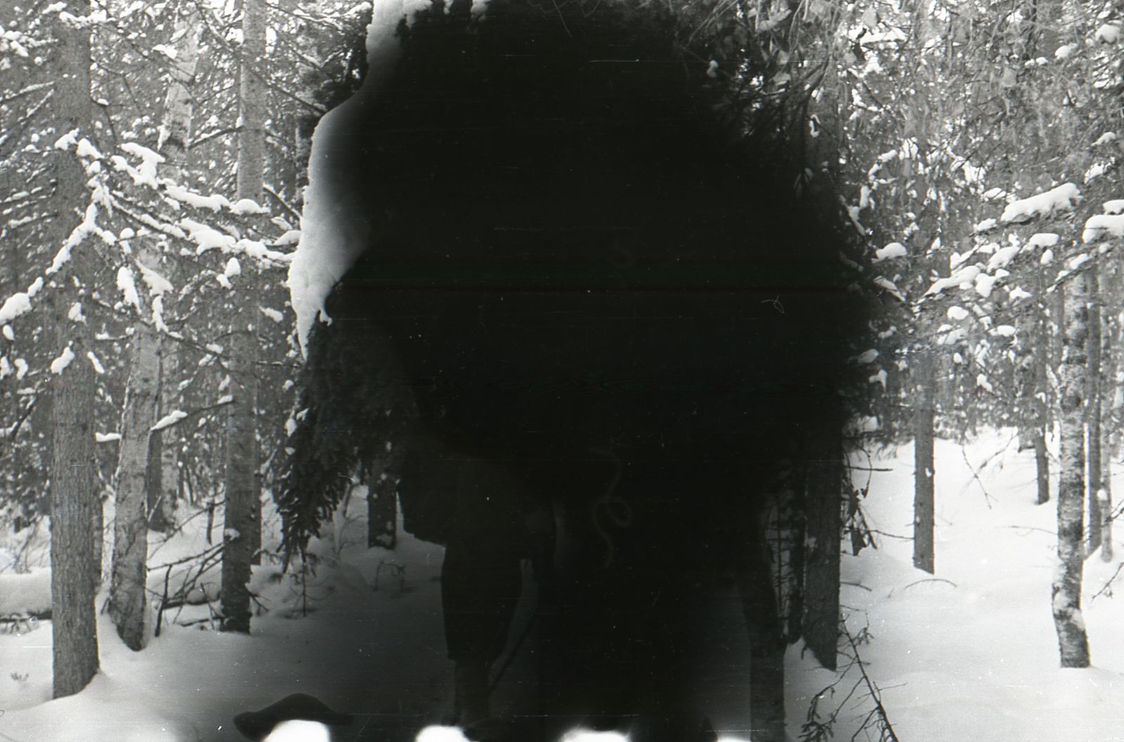 Фотография из похода группы Дятлова со следами подделывания фотопленки